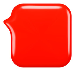 Blank 3d red square speech bubble 