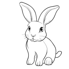 Outline rabbit sketch for coloring book