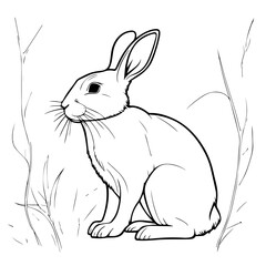 Outline rabbit sketch for coloring book