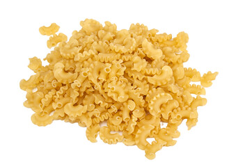 close up of a dried italian pasta on white background