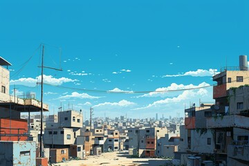A contemporary urban area with clear sky. Generative AI