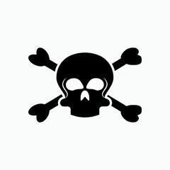 Skull Icon. Dangerous, Pirates. Warning, Attention. Deadly, Poisonous Symbol for Design Elements, Websites, Presentation and Application - Vector.    