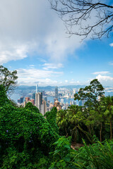 Hong Kong island downtown modern cityscape on a blue sky daytime - 644901343