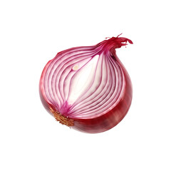 cut half red onion isolated on transparent background