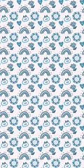 A delightful seamless vector pattern featuring cute kittens and flowers, designed in a vertical format. For textiles, paper, fabrics, wallpaper, wrapping, backdrop.