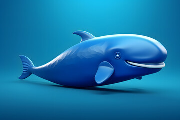 cute blue whale in 3d style Made with Generative AI