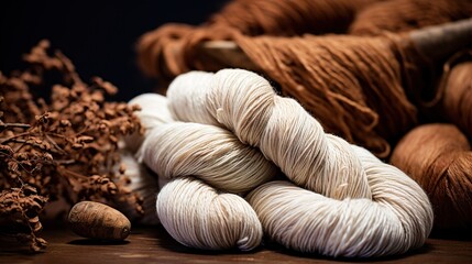 Alpaca wool yarn. Life line concept. A ball of thread.