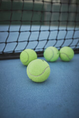 Tennis Bleacher, net, and balls