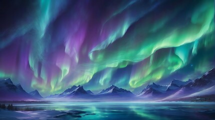 Captivating Northern Lights Sky Background Aurora Borealis Night Sky Dazzling Polar Lights Landscape Northern Lights Aurora Scenery AI Generative