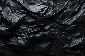 Crumpled black polyethylene background. Garbage bag texture