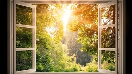 Beautiful Open Plastic Window Overlooking a Sunny World.