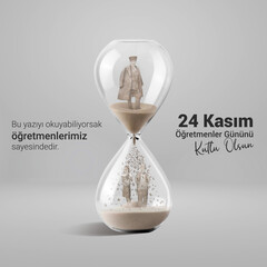Ankara Turkey - November 24 2022: Translation: November 24 Teacher's Day. 24 november teacher's day design (Turkish:24 Kasım Öğretmenler Günü kutlaması)