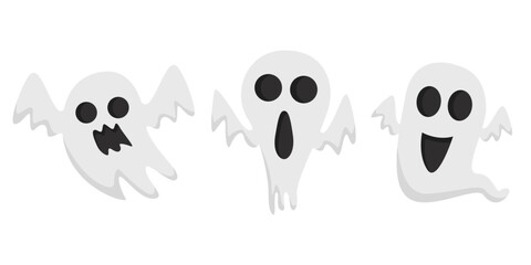 Obraz premium halloween cute ghost cartoon. vector illustration
