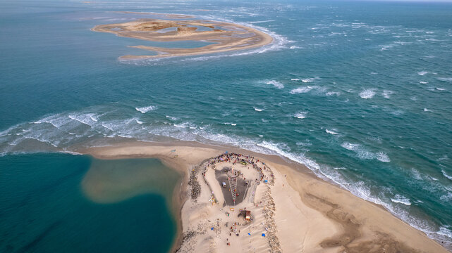 Arichal Munai, a Coastal lookout marking the end point of the Indian mainland, is popular for viewing ocean sunsets, Dhanushkodi, Tamilnadu, India.