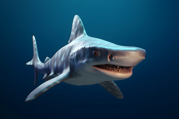 cute hammerhead shark in 3d style Made with Generative AI - obrazy, fototapety, plakaty