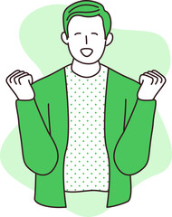 Happy man with hands, expressing agreement and approval. Flat vector illustration