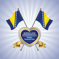 Bosnia and Herzegovina flag Happy National Day with heart