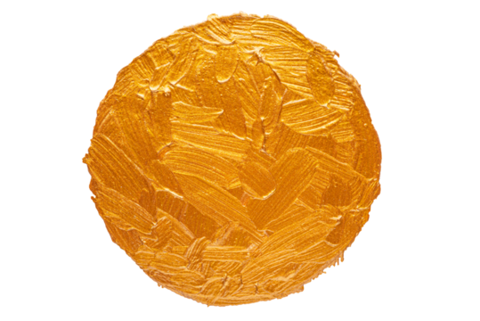 Cutout Circle Brush Stroke Texture of Golden Acrylic Color