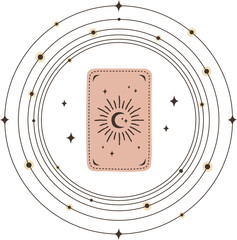 tarot card with celestial body, png transparent background	