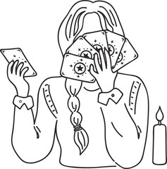 female tarot card reader, png transparent background	

