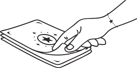 flipping tarot card from stacked card deck, png transparent background	
