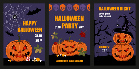 Set of vector illustrations for halloween day.