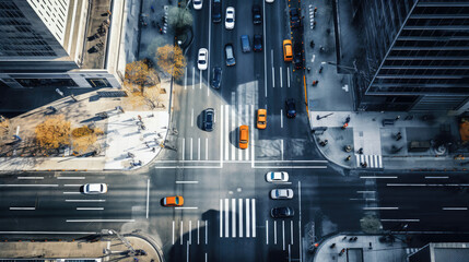 Fototapeta na wymiar top view of traffic in the city