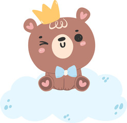 Baby shower bear boy on cloud