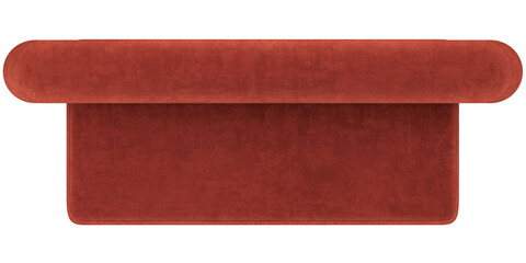 top view of velvet fabric sofa , 3d rendering, on transparent background	