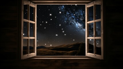 Starry Night Open Window to a Cosmic Wonderland in Mesmerizing.