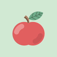 Red apple fruit icon isolated on blue background. Vector illustration.