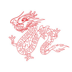Happy Chinese new year 2024 the dragon zodiac sign isolated on white background. Vector illustration.