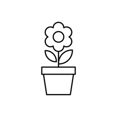 Flower in pot icon isolated on white background. Vector illustration.