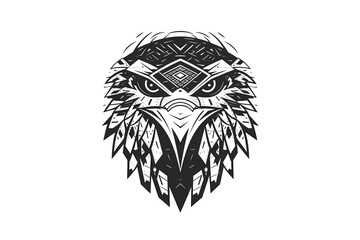 Geometric minimalist logo of eagle on transparent background