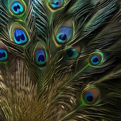 A close-up of a peacocks feathers displaying their iridescent beauty2