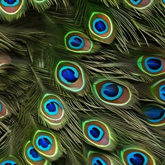 Obraz premium A close-up of a peacocks feathers displaying their iridescent beauty3