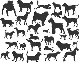 set of dog silhouette