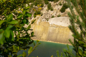 Landscape with water in a chalk quarry