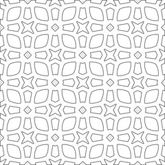 Vector pattern with symmetrical elements . Modern stylish abstract texture. Repeating geometric tiles from striped elements.Black and white pattern.