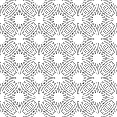 Vector pattern with symmetrical elements . Modern stylish abstract texture. Repeating geometric tiles from striped elements.Black and white pattern.