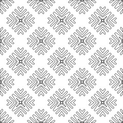 Vector pattern with symmetrical elements . Modern stylish abstract texture. Repeating geometric tiles from striped elements.Black and white pattern.