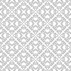 Vector pattern with symmetrical elements . Modern stylish abstract texture. Repeating geometric tiles from striped elements.Black and white pattern.