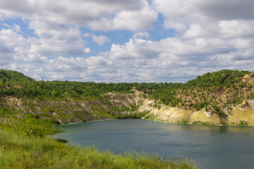 Landscape with water in a chalk quarry