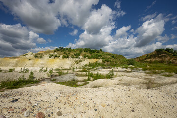 Fototapeta na wymiar Landscape with water in a chalk quarry