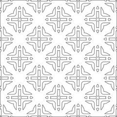 Vector pattern with symmetrical elements . Modern stylish abstract texture. Repeating geometric tiles from striped elements.Black and white pattern.