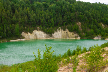 Landscape with water in a chalk quarry