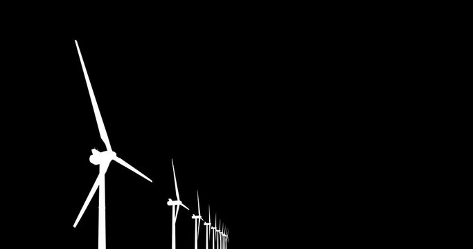 rotating wind power machine as renewable alternate green energy - 3D animation
