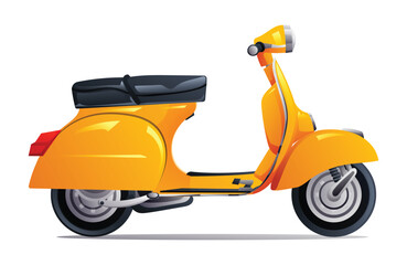 Retro vintage scooter motorcycle vector illustration. Classic scooter isolated on white background