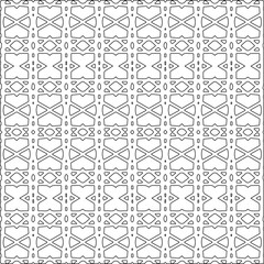 Vector pattern with symmetrical elements . Modern stylish abstract texture. Repeating geometric tiles from striped elements.Black and white pattern.