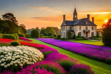 house in the park with beautiful flower 